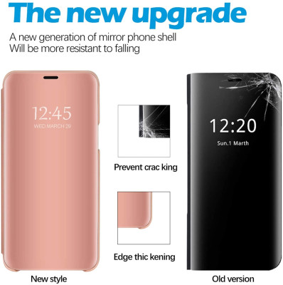   Калъф тефтер огледален CLEAR VIEW за Samsung Galaxy S21 plus G996 златисто розов 